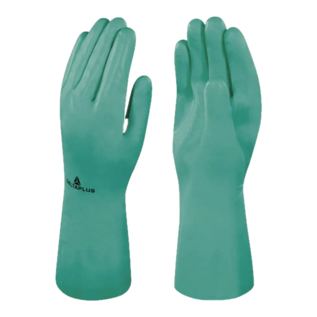 Luva nitrílica flocada delta Plus nitrex VE801 verde