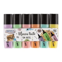 Marca Texto BRW Cor Pastel Blister com 6 Unidades CA2012 — H&H Suprimentos Corporativos