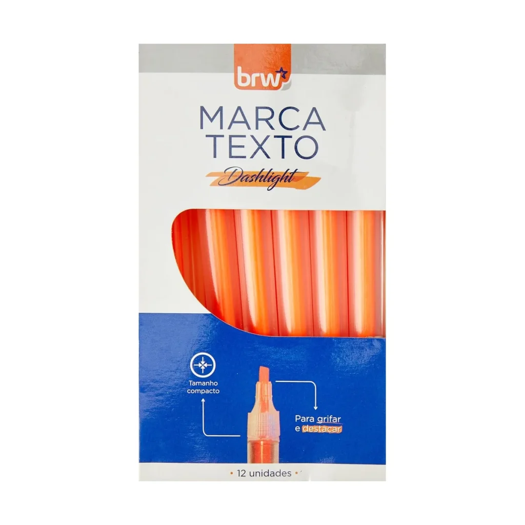 Marca-texto BRW dashlight Neon laranja