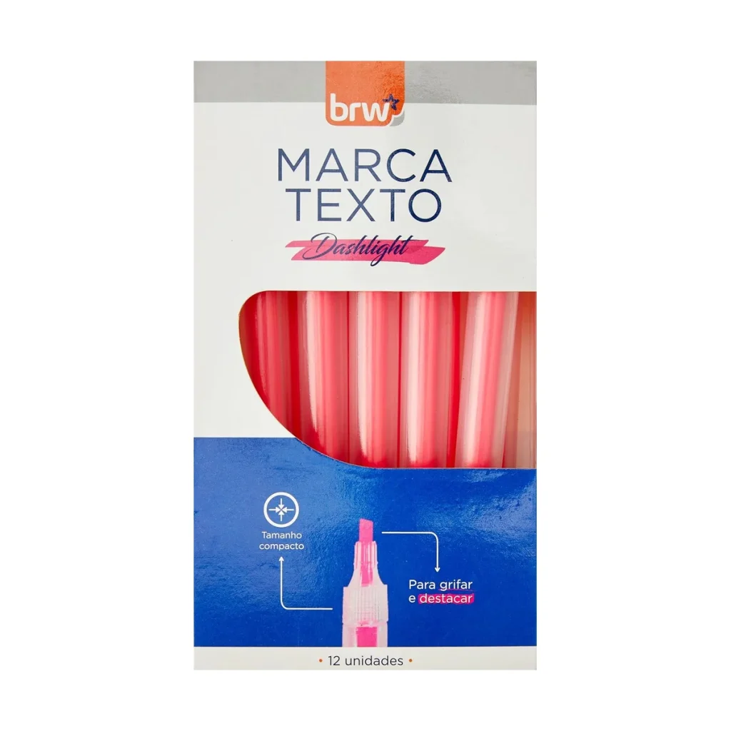 Marca-texto fluorescente BRW dashlight rosa CA2202