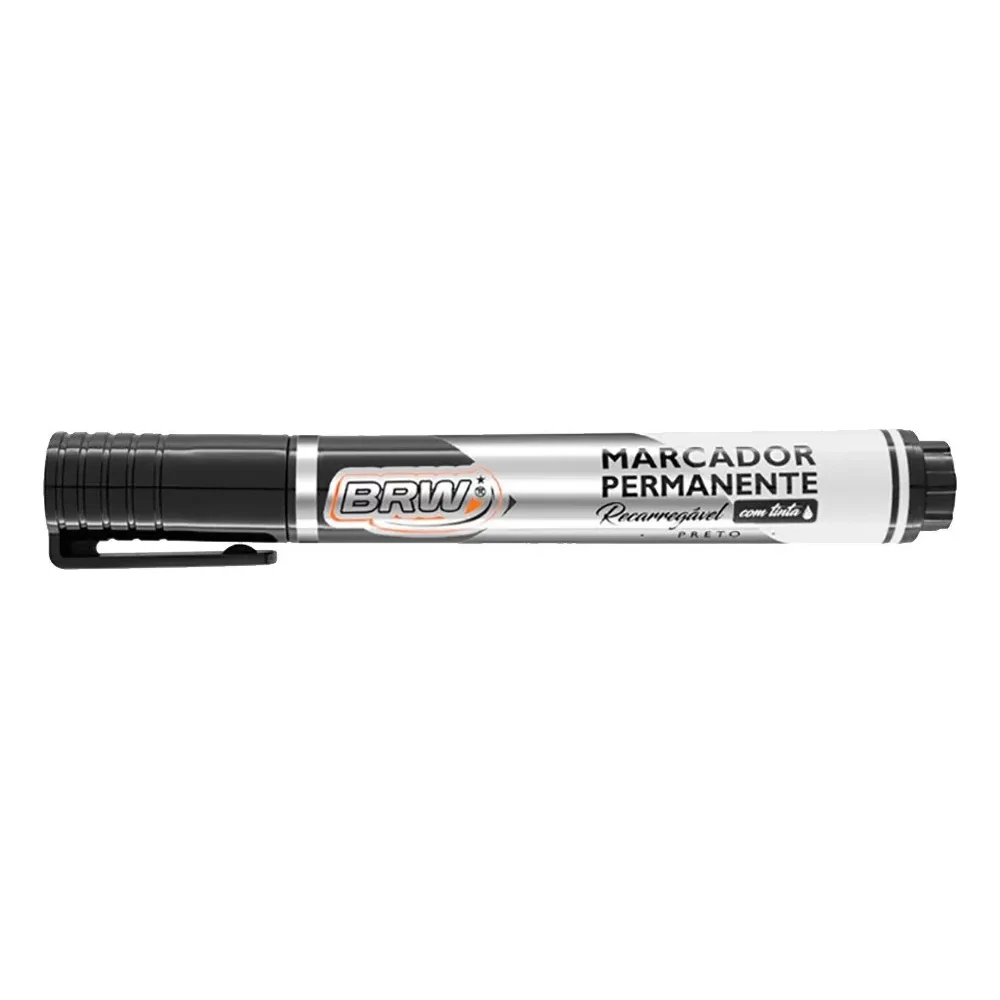 Marcador permanente recarregável preto linha prime BRW CA7012