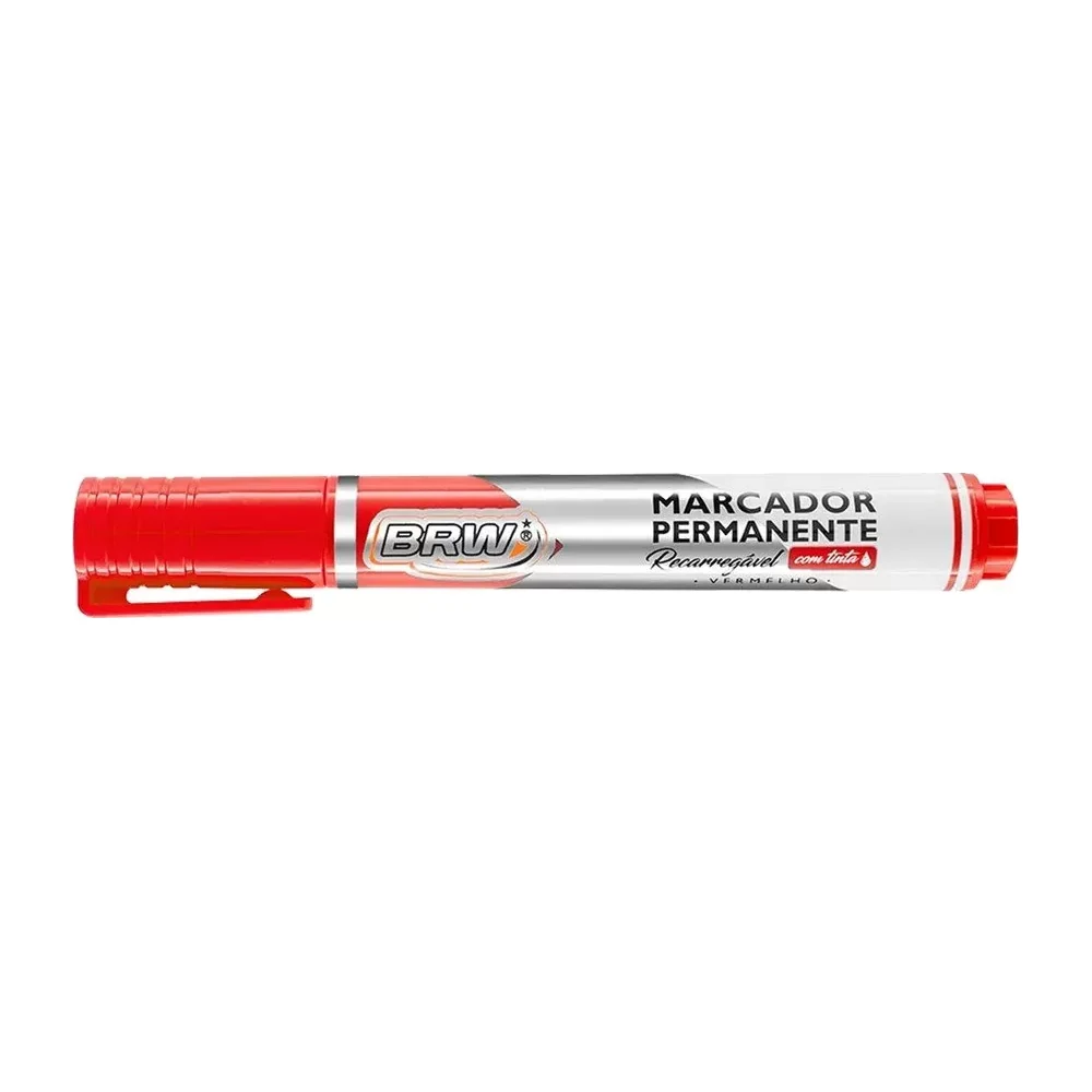 Marcador permanente recarregável vermelho linha prime BRW CA7013