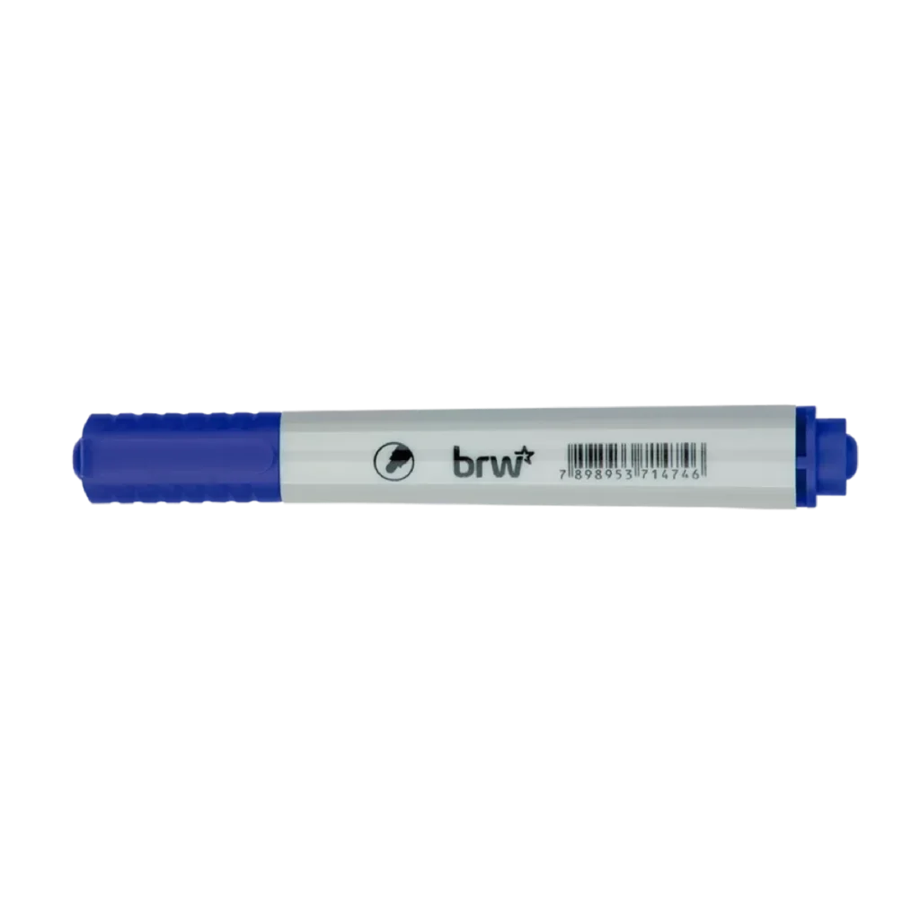 Marcador para quadro branco recarregável BRW azul ponta redonda CA6001