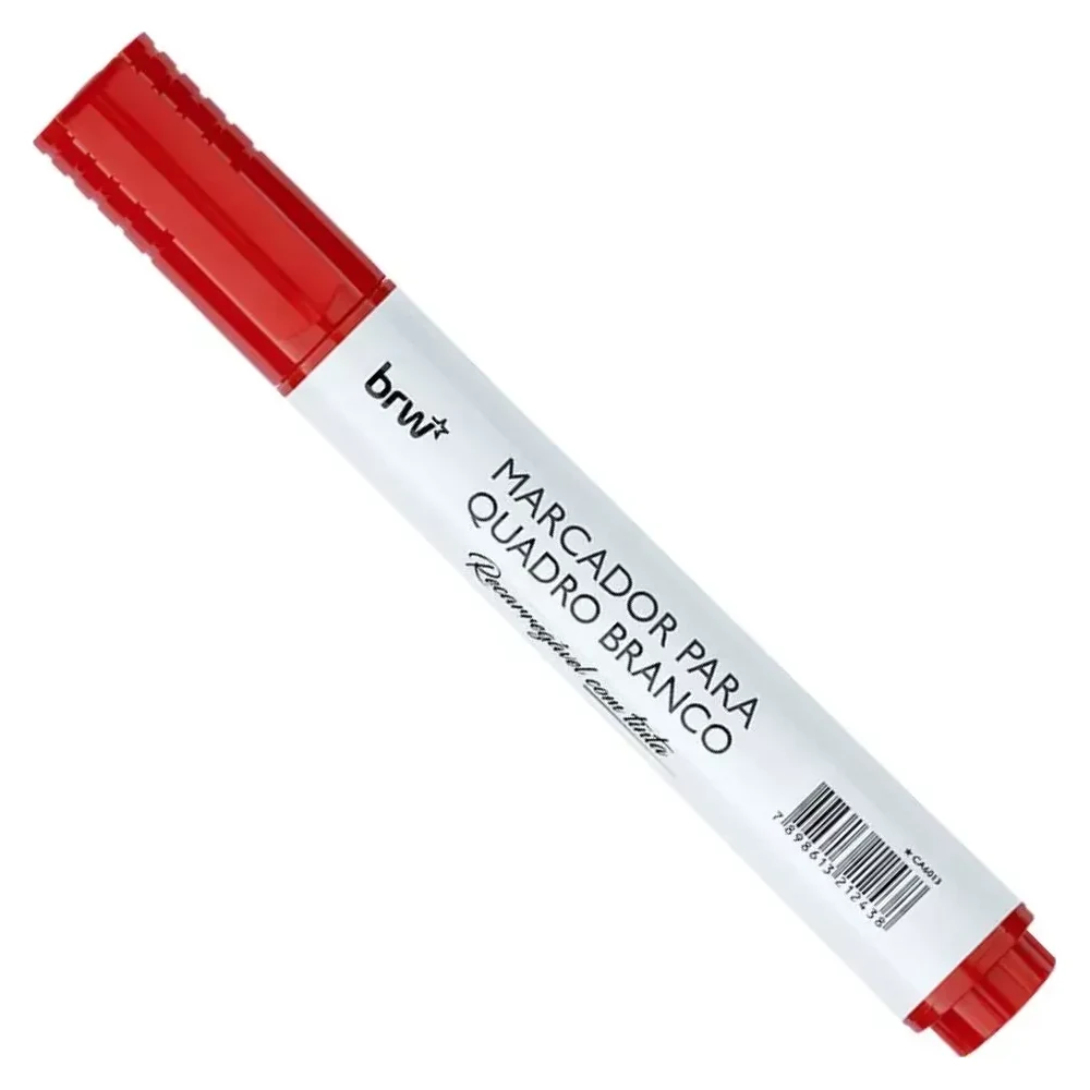 Marcador para quadro branco recarregável vermelho BRW