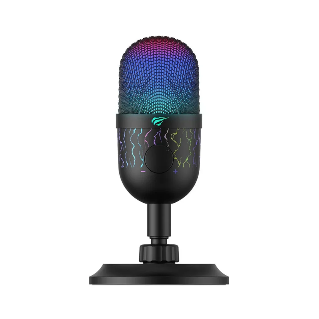 Microfone havit GK52 USB RGB omnidirecional com botão de mudo preto