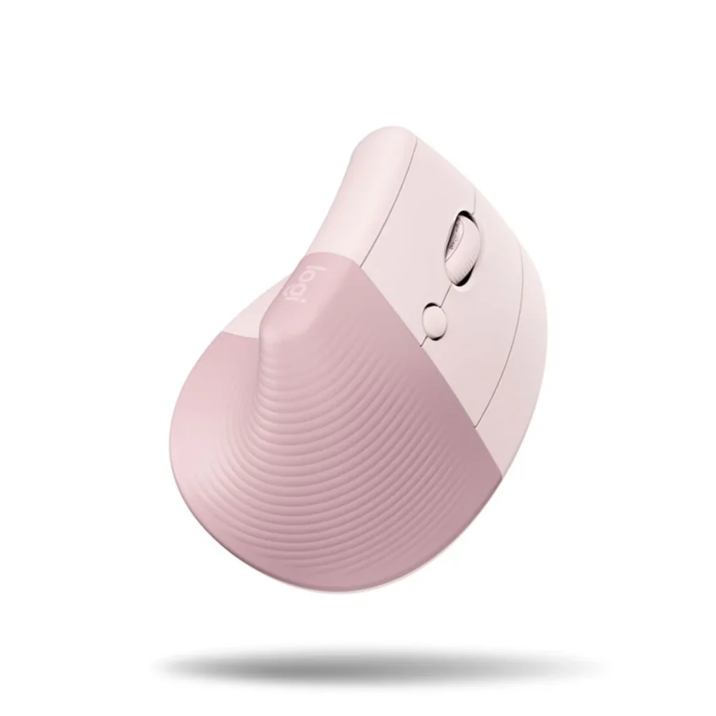 Mouse Logitech lift vertical ergonômico sem fio rosé