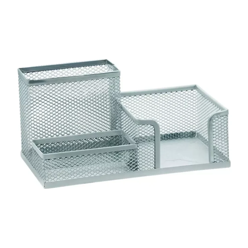 Organizador aramado 3 compartimentos quadrado prata