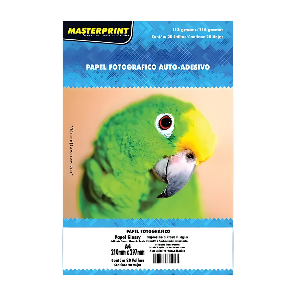 Papel fotográfico Glossy autoadesivo A4 115 g (20 folhas)