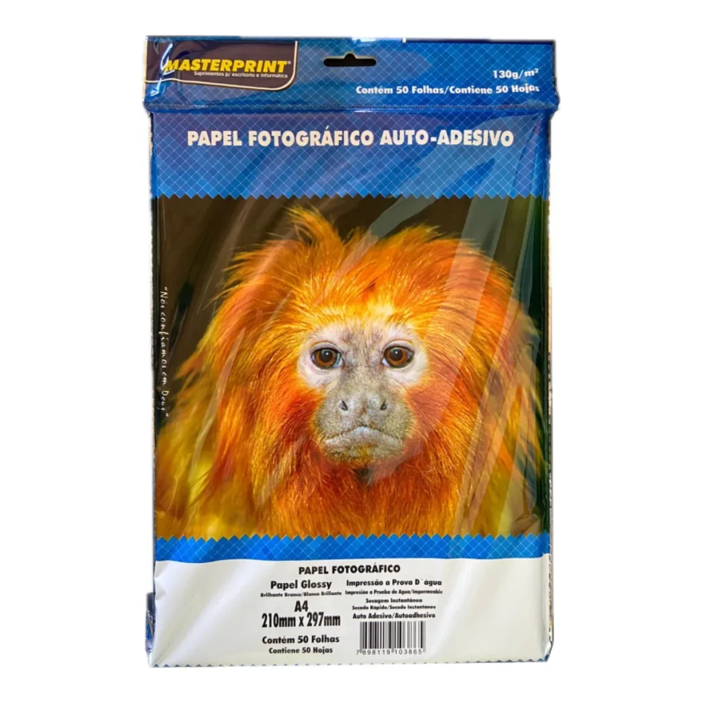 Papel fotográfico Glossy autoadesivo Masterprint 130 g A4 (50 folhas)