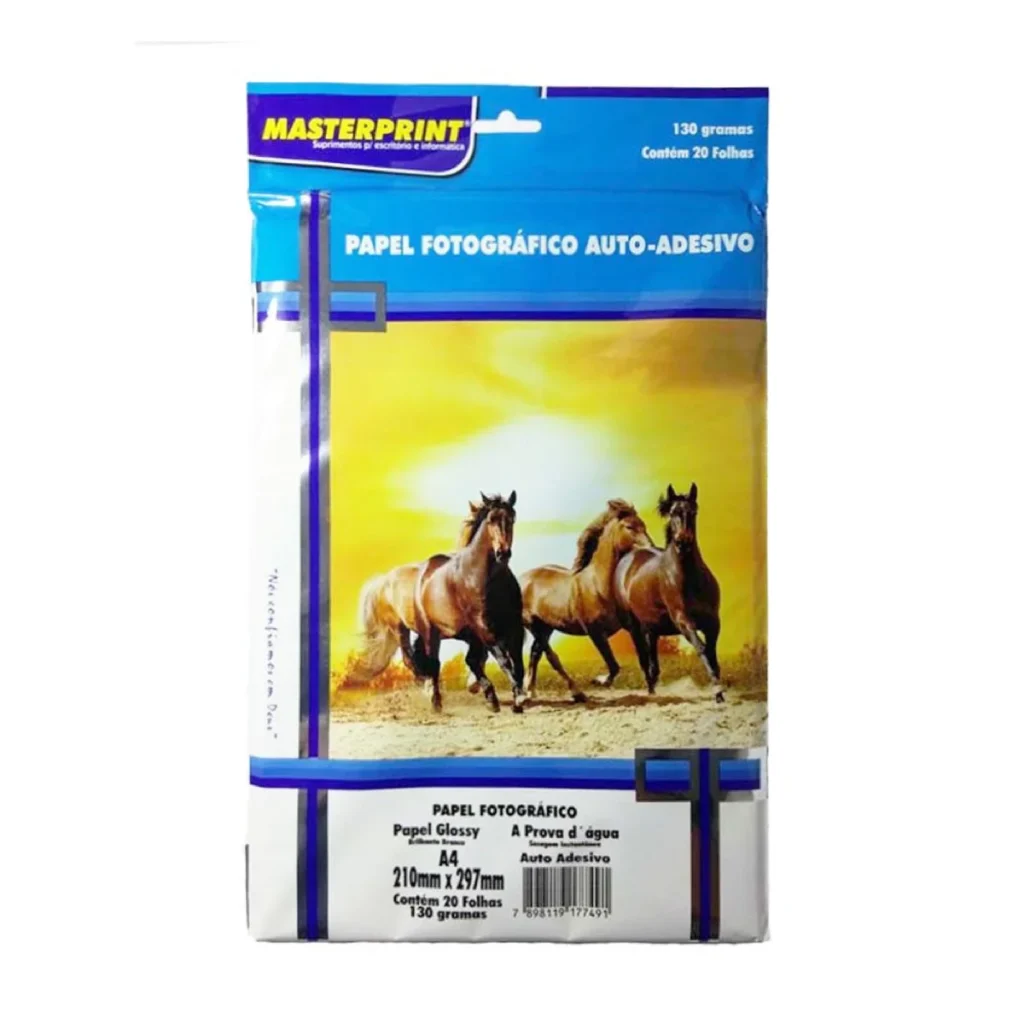 Papel fotográfico Glossy autoadesivo premium 130 g A4 (20 folhas)