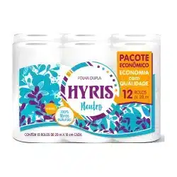 Papel Higiênico Hyris Neutro — 12 rolos de 20 m — H&H Suprimentos Corporativos