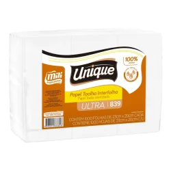 Papel Toalha Interfolhado Unique 23 x 20 cm, Pacote com 1.000 Folhas — H&H Suprimentos Corporativos
