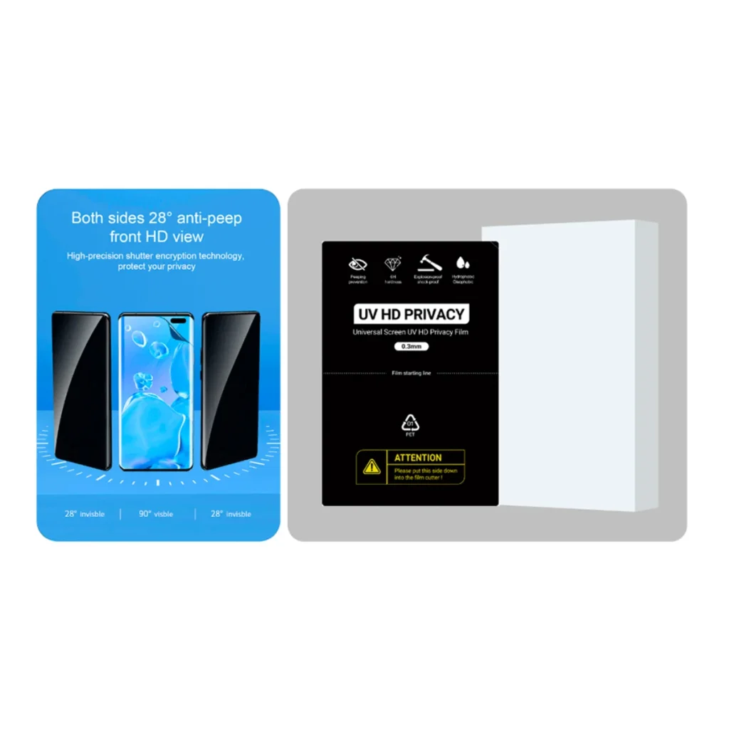 Película protetora Alltek UV pet universal privacidade fosca preta