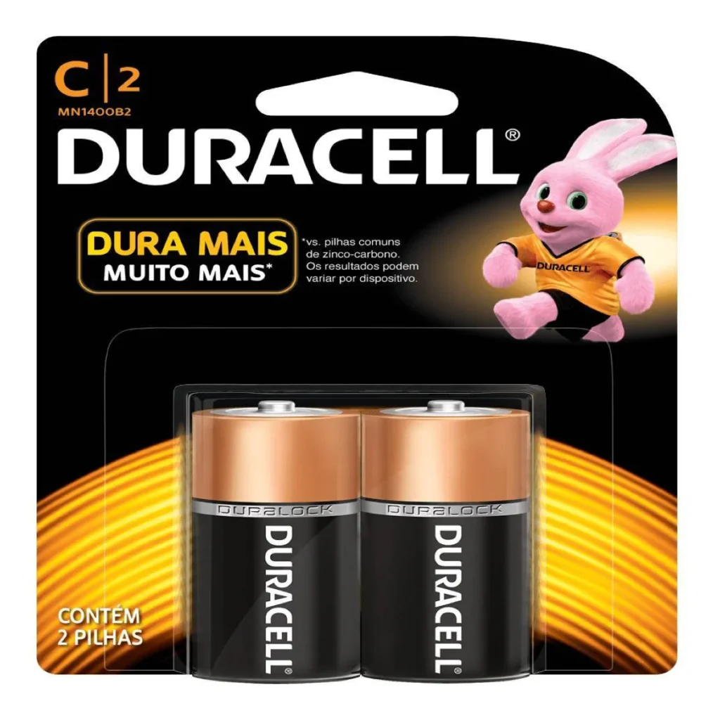 Pilha alcalina duracell tamanho c (média)