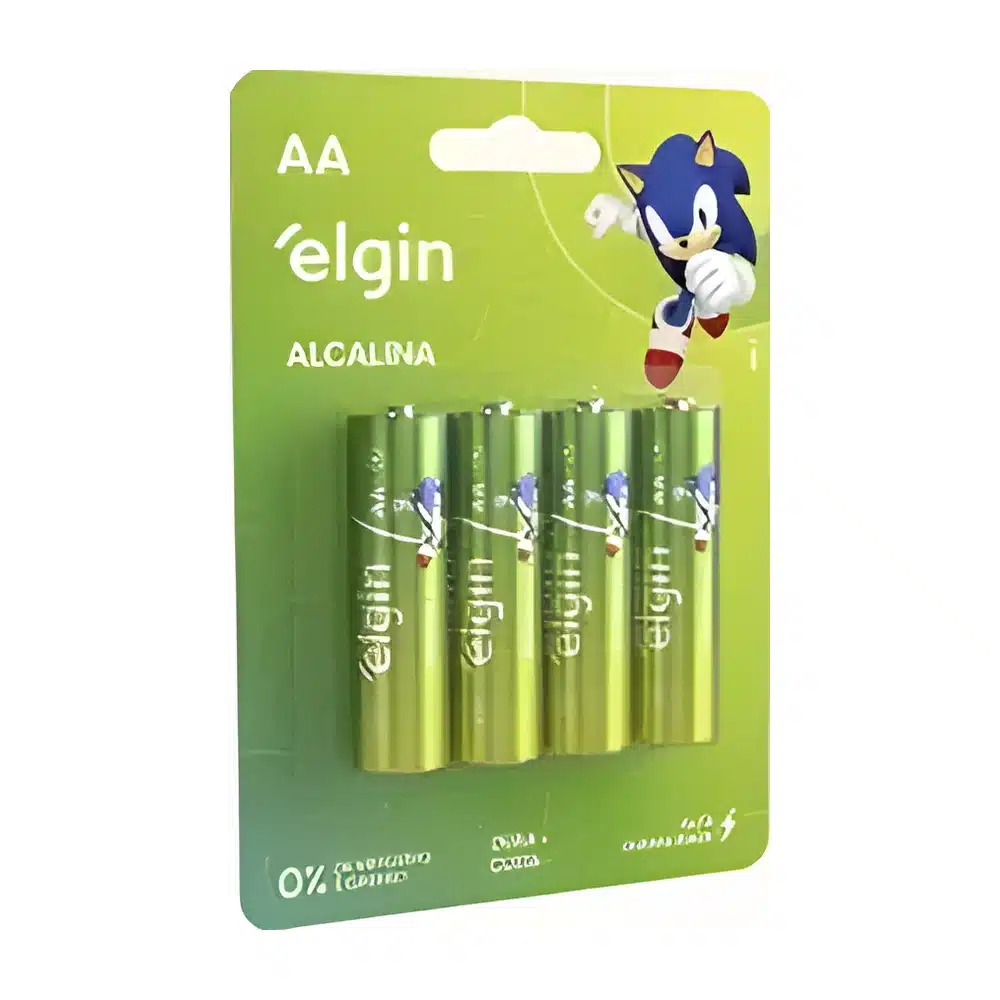 Pilha alcalina Elgin AA LR6 cartela com 4 unidades
