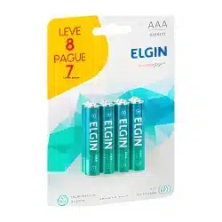Pilha Alcalina Elgin AAA LR03 com 8 Unidades — H&H Suprimentos Corporativos