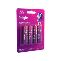 Pilha Recarregável Elgin AA 2500 mAh Cartela com 4 — H&H Suprimentos Corporativos