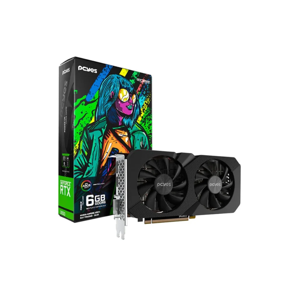Placa de vídeo pcyes geforce rtx 3050 6GB GDDR6 96 bits PVRTX30506BLPE