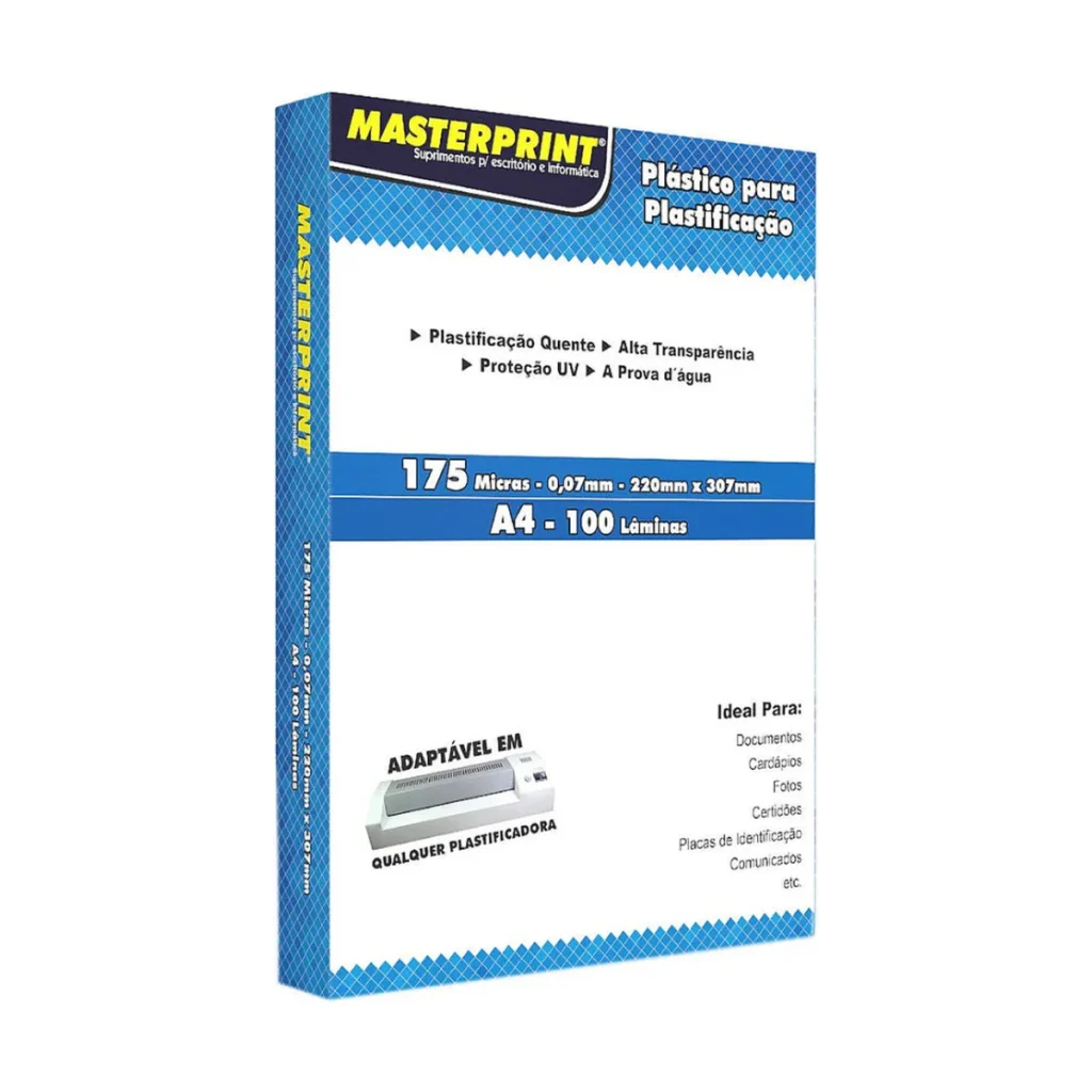 Plástico para plastificação A4 175 micras (0,07 mm) Masterprint