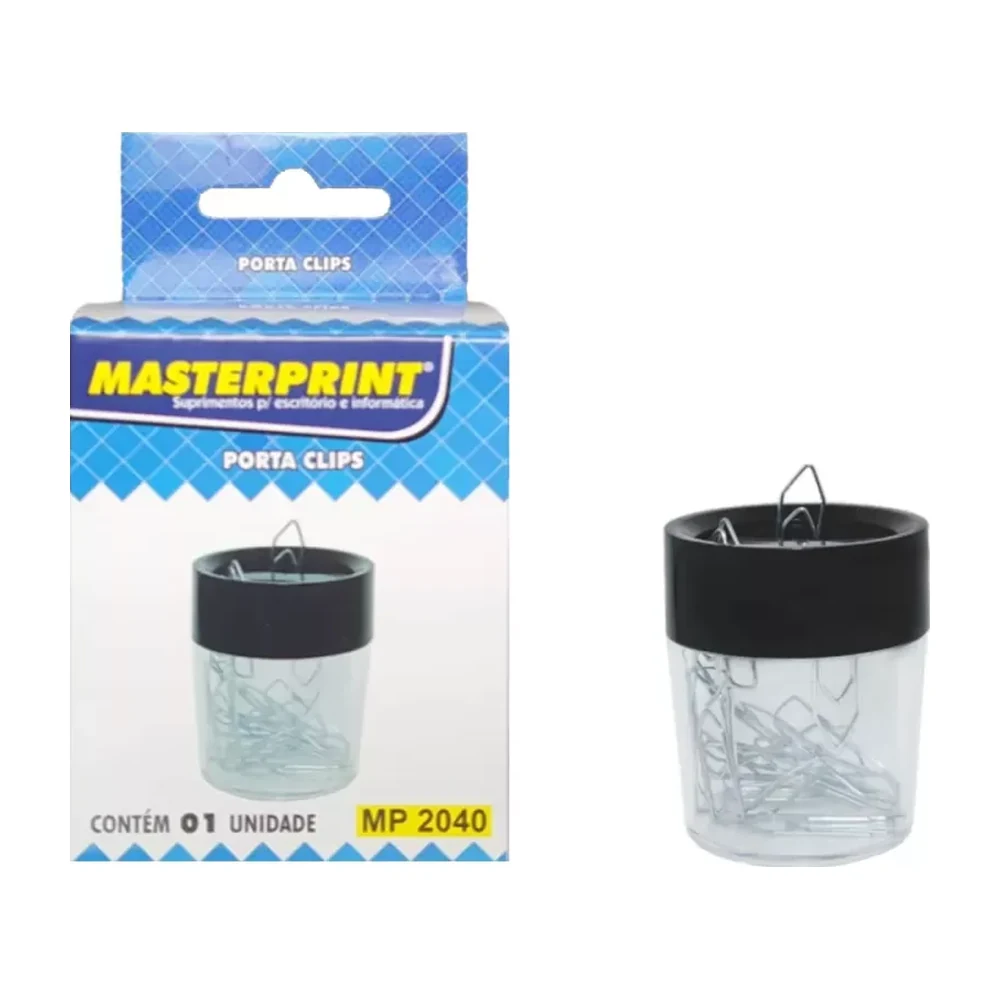 Porta Clips MP2040 transparente com tampa preta