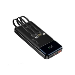 Power Bank Hrebos PB-202 10.000 mAh 22 W Cabos Type-C e Lightning Preto — H&H Suprimentos Corporativos