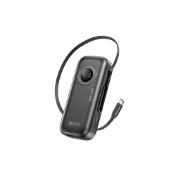 Power Bank Mini Dynamo Hrebos PB-199 10.000 mAh 22,5 W com Cabo Integrado Preto — H&H Suprimentos Corporativos