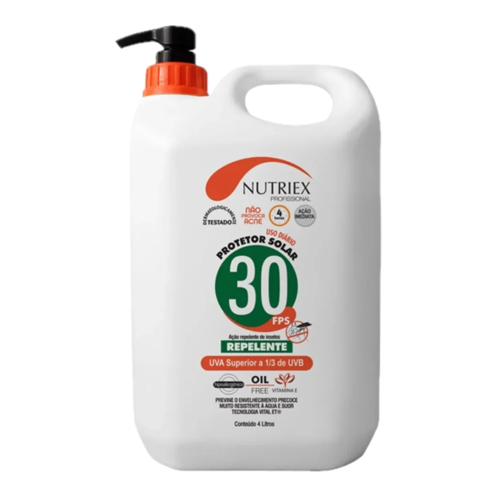Protetor solar repelente fps 30 nutriex profissional 4 litros com bico dosador