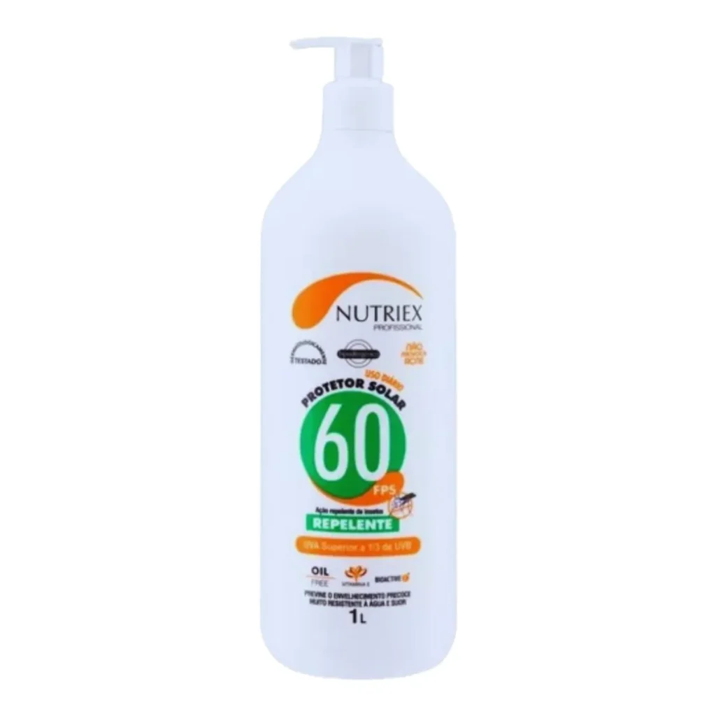 Protetor solar repelente fps 60 nutriex profissional 1 litro com bico dosador