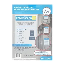 Quadro Multiuso A4 Liso Transparente 0,40 mm Plascony — H&H Suprimentos Corporativos