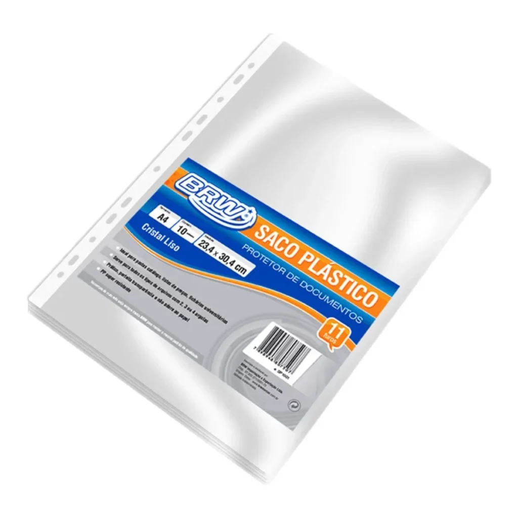 Saco plástico 11 furos universal A4 (pacote com 10)