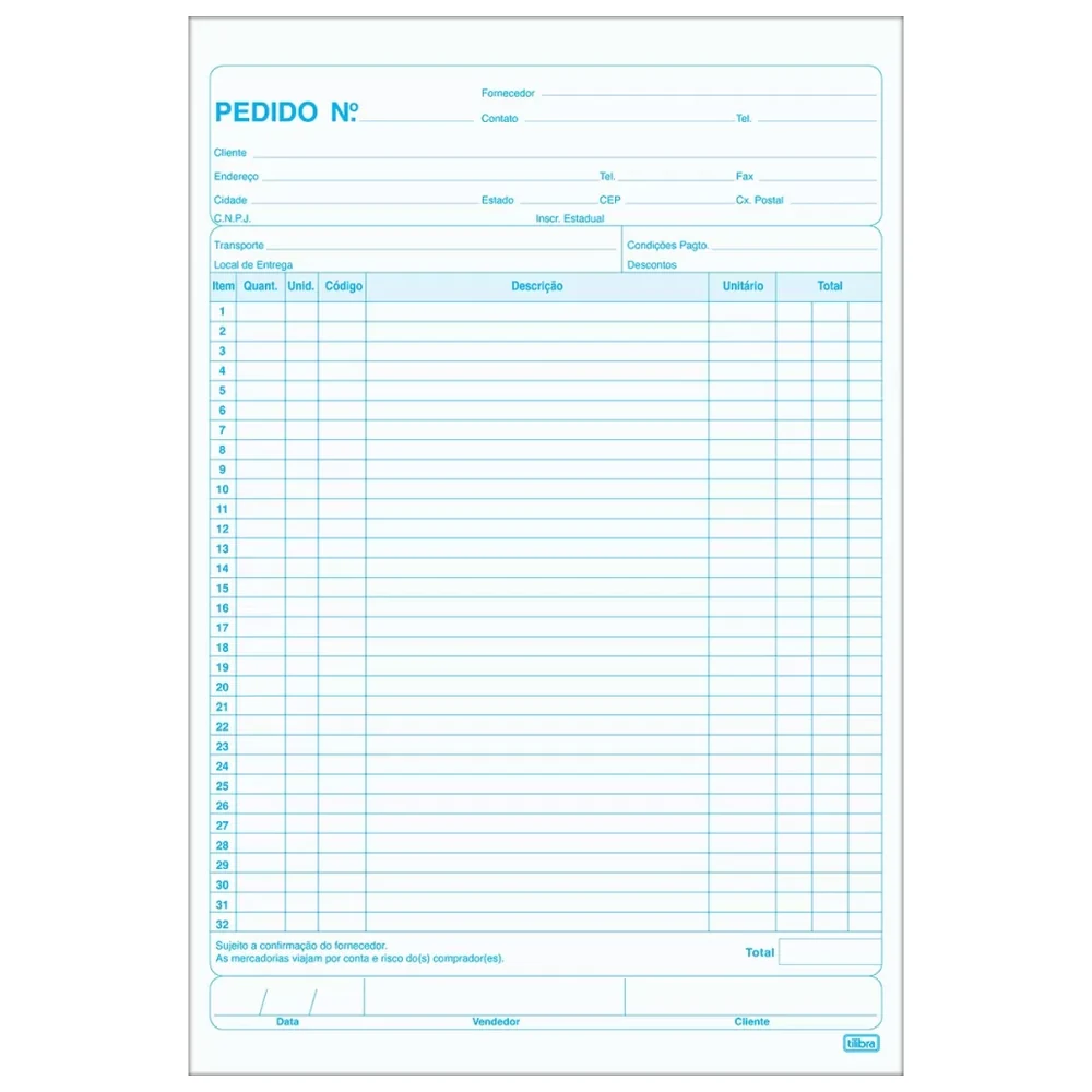 Talão de pedido 1/9 grande 75 folhas