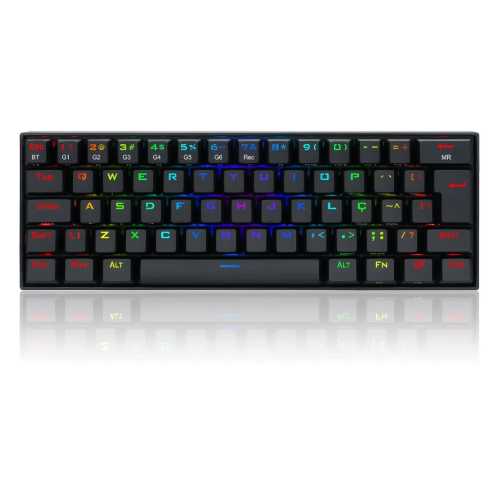 Teclado mecânico redragon draconic K530RGB ABNT2 60% Bluetooth switch brown