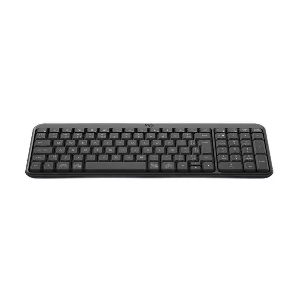 Teclado sem fio Bluetooth Logitech K250 ABNT2 com teclado numérico grafite