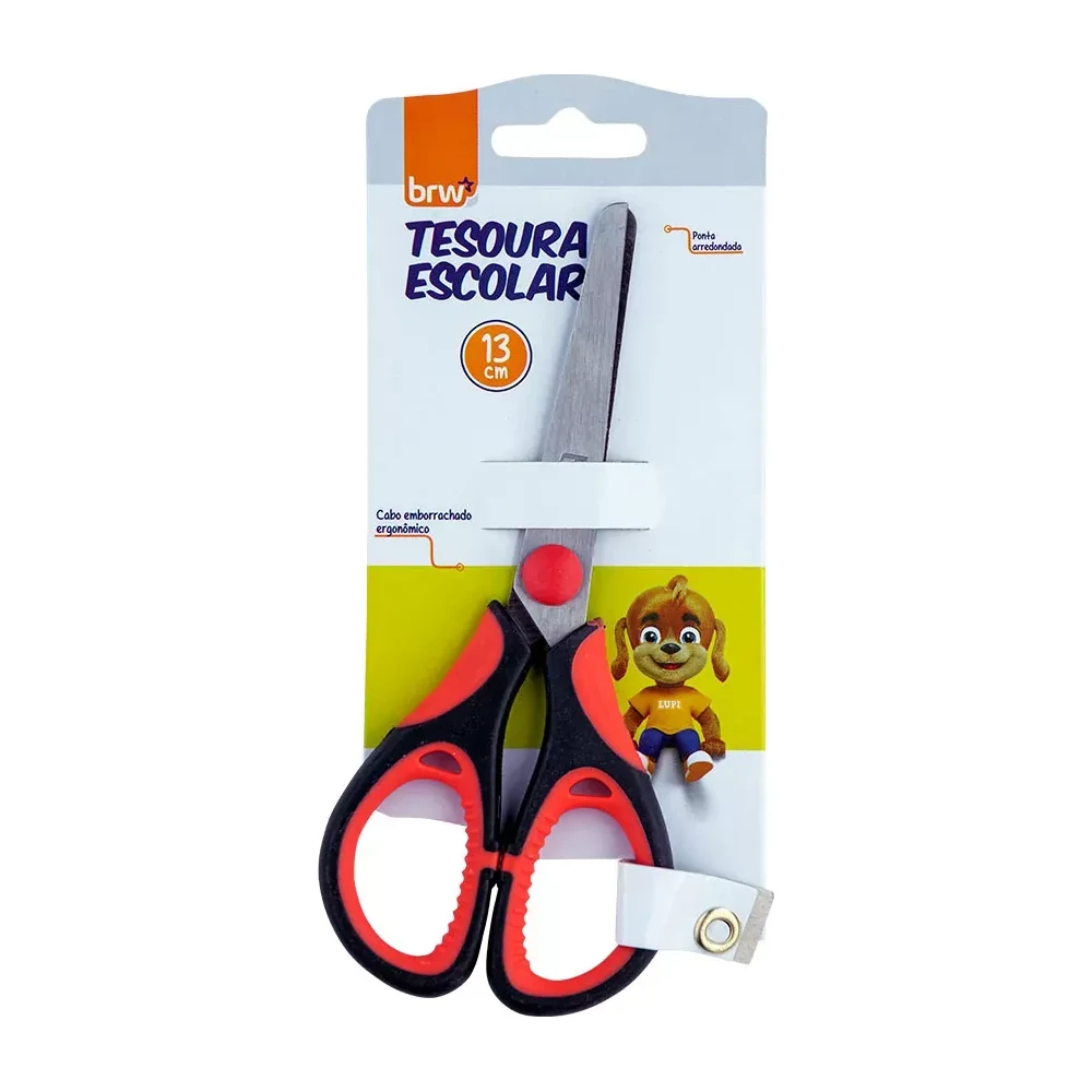 Tesoura escolar de aço inox com cabo emborrachado TE1302