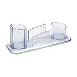 Trio Organizador de Mesa Cristal Maxcril (Porta Caneta, Clips e Lembrete) — H&H Suprimentos Corporativos