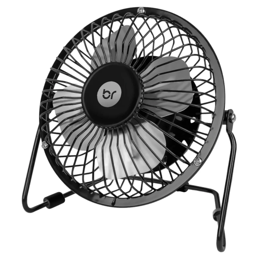 Ventilador de mesa USB Bright de metal preto